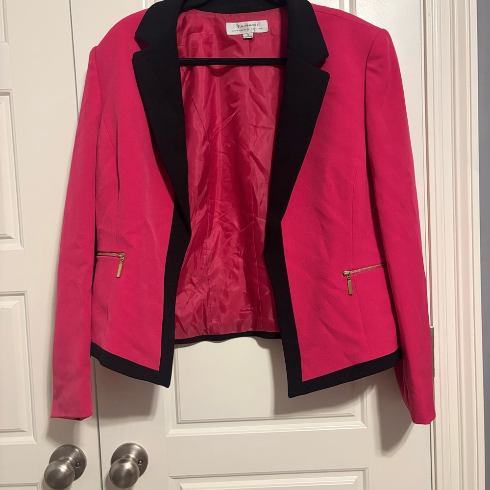 Women's Pink Blazer with Black Trim
